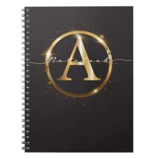 Carnet Monogramme d'or noir moderne
