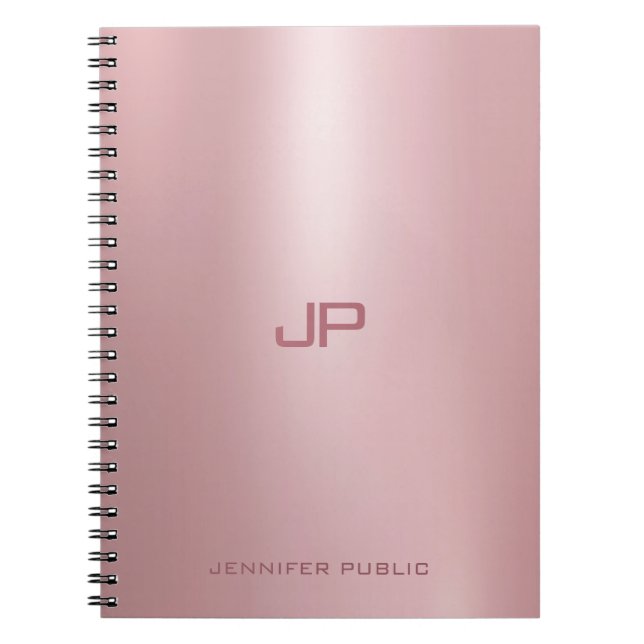 Carnet Monogramme d'or Rose classique personnalisé (Devant)