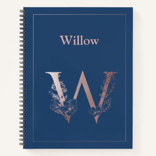 Carnet Monogramme d'or Rose personnalisé E initial