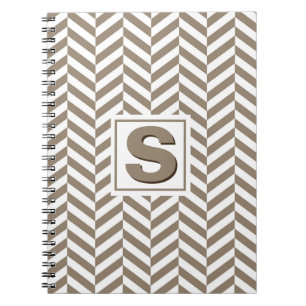 Carnet Monogramme d'os de cerf blanc tan