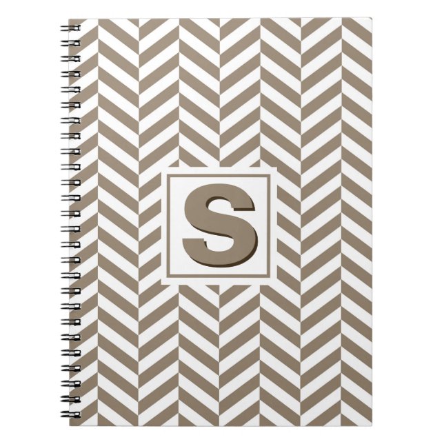 Carnet Monogramme d'os de cerf blanc tan (Devant)