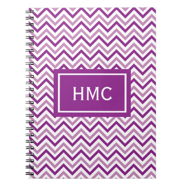 Carnet Monogramme double violet Chevron (Devant)