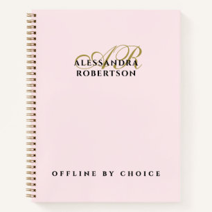 Carnet Monogramme drôle inspirant rose pastel or chic