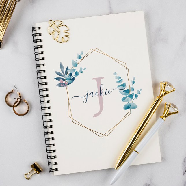 Carnet Monogramme du cadre d'Eucalyptus à l'aquarelle de  (Créateur téléchargé)