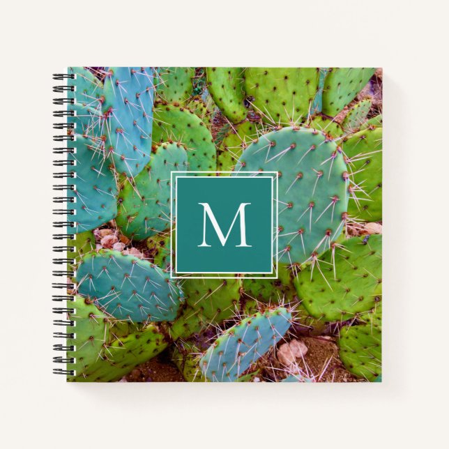 Carnet Monogramme du désert Pricken Pear Cactus Vert Turq (Devant)