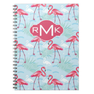 Carnet Monogramme du motif de Flamant rose