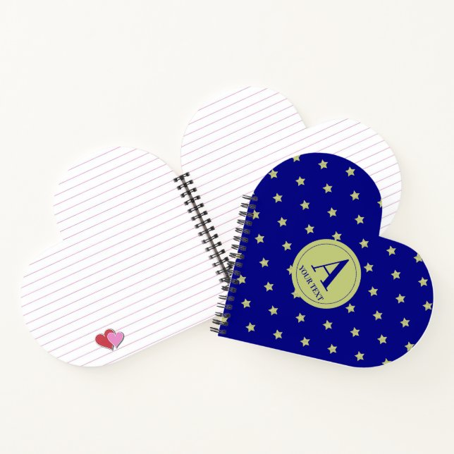 Carnet Monogramme élégant à motif étoile or et bleu (Intérieur)