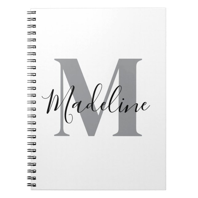 Carnet Monogramme élégant blanc et noir (Devant)