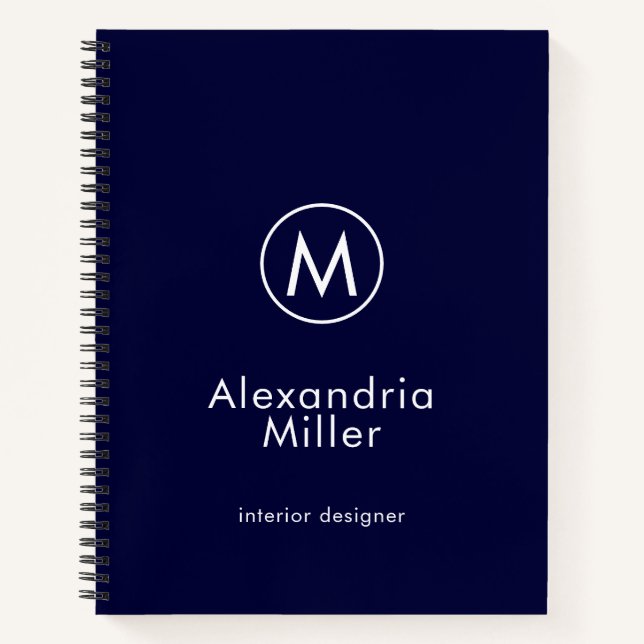 Carnet Monogramme élégant de la marine minimale (Devant)