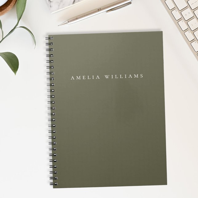 Carnet Monogramme élégant minimaliste vert olive (Créateur téléchargé)
