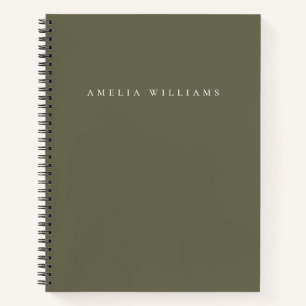 Carnet Monogramme élégant minimaliste vert olive