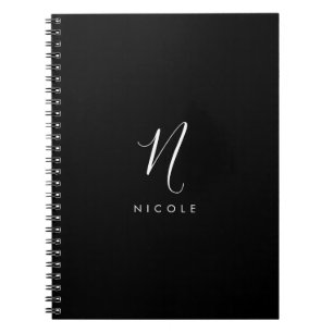 Carnet Monogramme Élégant Noir et Blanc
