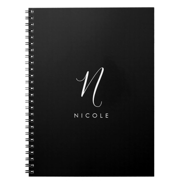 Carnet Monogramme Élégant Noir et Blanc (Devant)