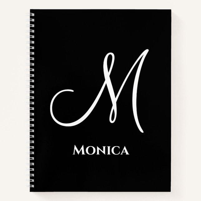 Carnet Monogramme élégant noir et blanc  (Devant)
