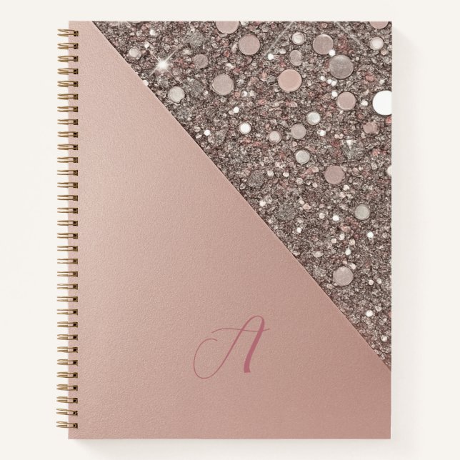 Carnet Monogramme élégant or rose  (Devant)