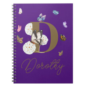 Carnet Monogramme élégant papillon coloré Floral