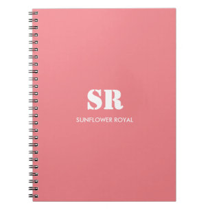 Carnet Monogramme Élégant rose minimal
