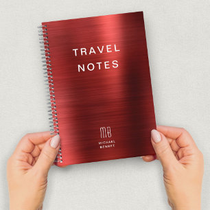 Carnet Monogramme Élégant Voyage Rouge