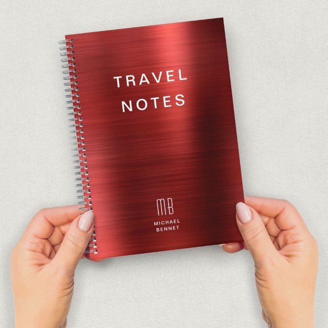 Carnet Monogramme Élégant Voyage Rouge (Elegant Monogram Red Travel Notebook)