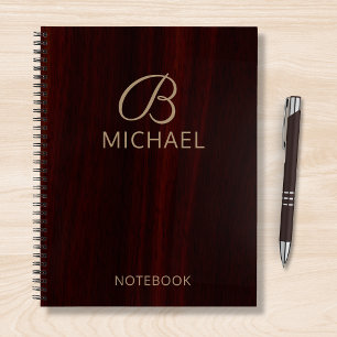 Carnet Monogramme en acajou bois Bois Nom personnalisé