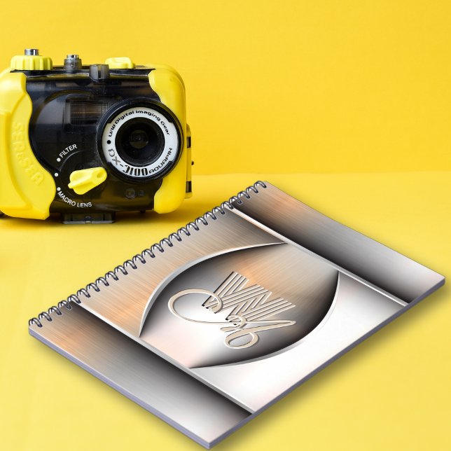 Carnet Monogramme en Acier Brossé Brillants (Créateur téléchargé)