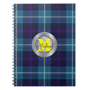 Carnet Monogramme en acier métallique de couleur bleu Cel