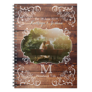 Carnet Monogramme en bois de panneau de région boisée de