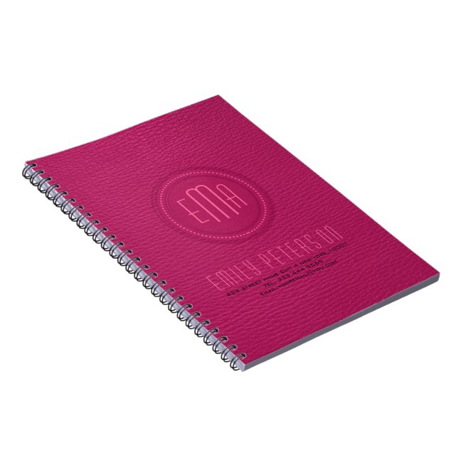Carnet Monogramme en cuir rose Faux (Côté Droit)