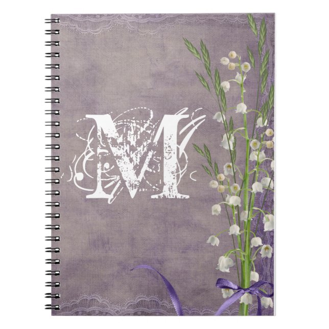 Carnet Monogramme en dentelle blanche Note initiale (Devant)