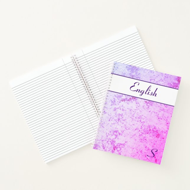 Carnet Monogramme en marbre rose et violet (Intérieur)
