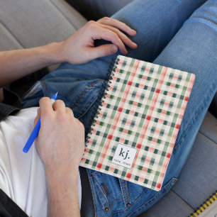 Carnet Monogramme En vichy doux À feuillage persistant