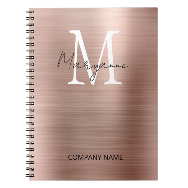 Carnet Monogramme Entreprise Moderne Rose (Devant)