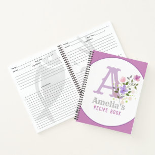 Carnet Monogramme et nom avec fleurs