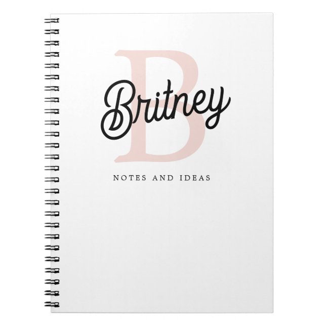 Carnet Monogramme et nom personnalisé moderne Pastel Pink (Devant)