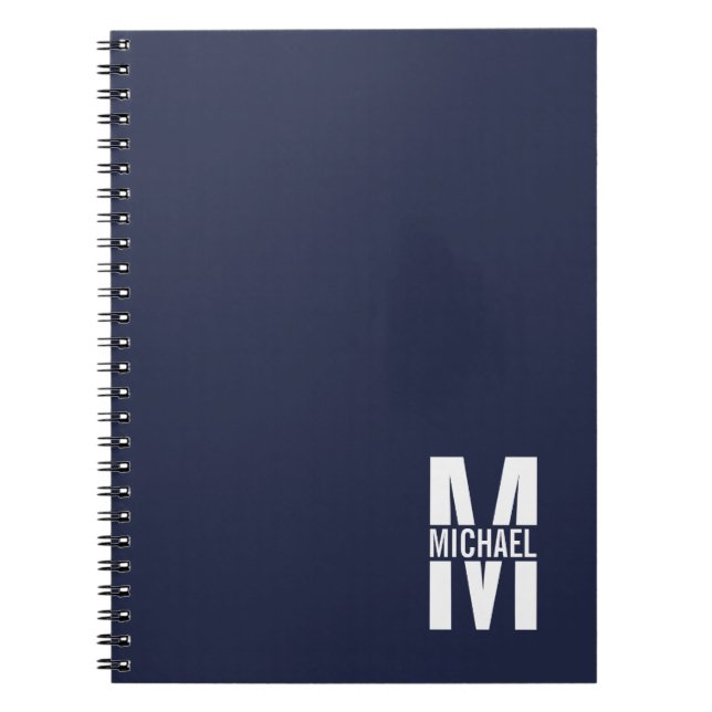 Carnet Monogramme et nom personnalisés en noir (Devant)