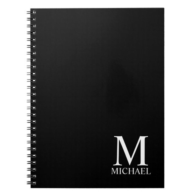 Carnet Monogramme et nom personnalisés en noir (Devant)