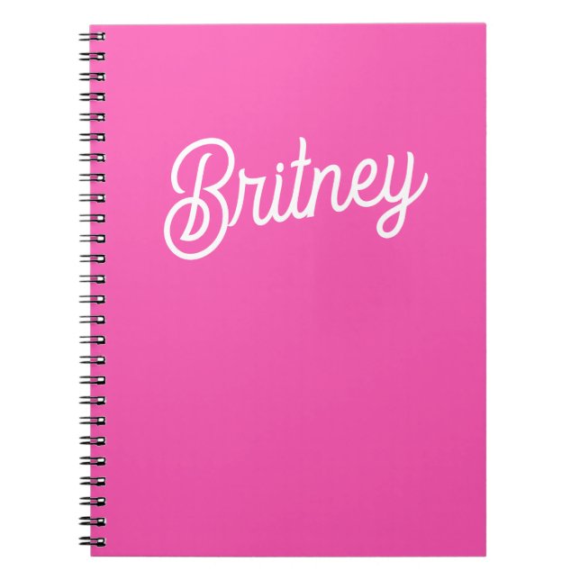 Carnet Monogramme et nom personnalisés Hot Pink moderne (Devant)