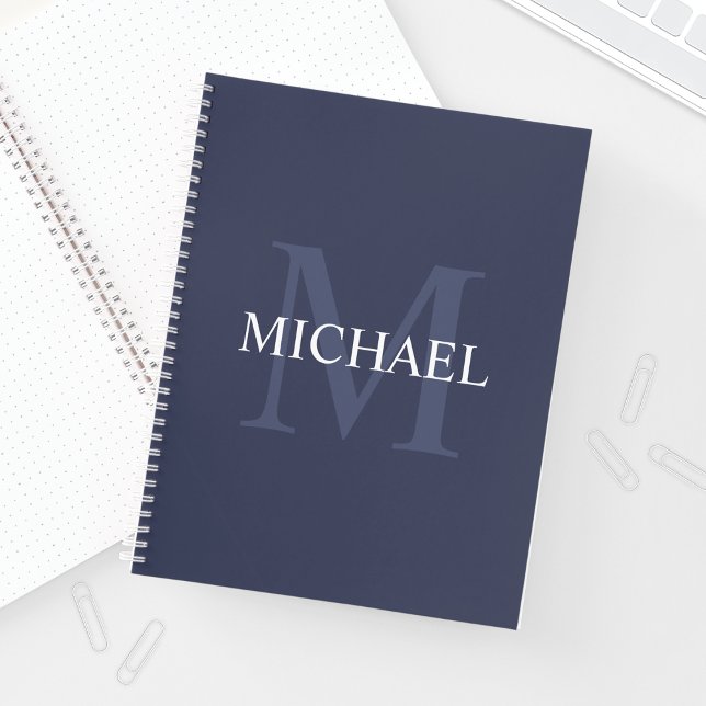 Carnet Monogramme et nom personnalisés Marine Blue (Créateur téléchargé)