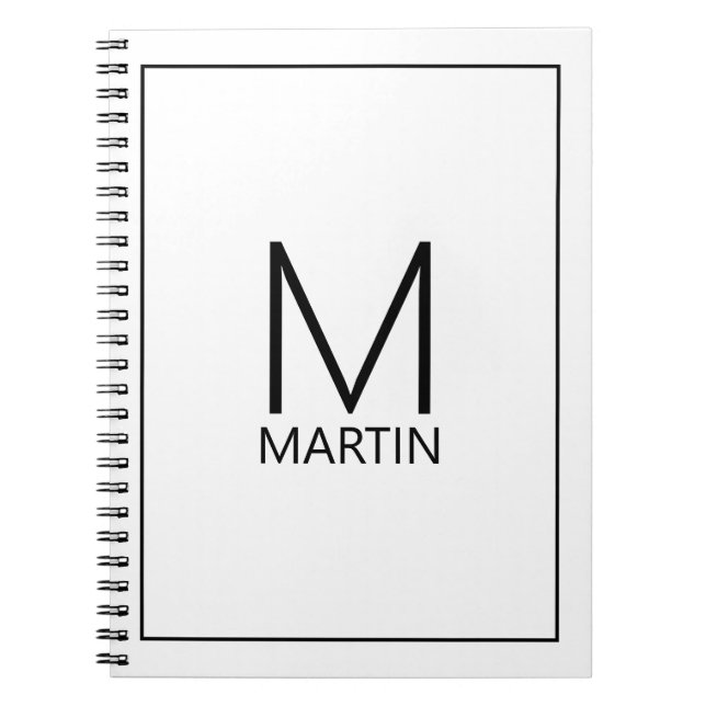 Carnet Monogramme et nom personnalisés modernes (Devant)