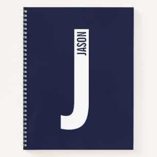 Carnet Monogramme et nom personnalisés modernes