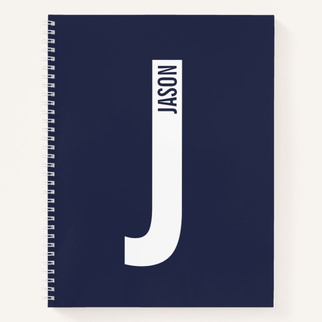 Carnet Monogramme et nom personnalisés modernes (Devant)