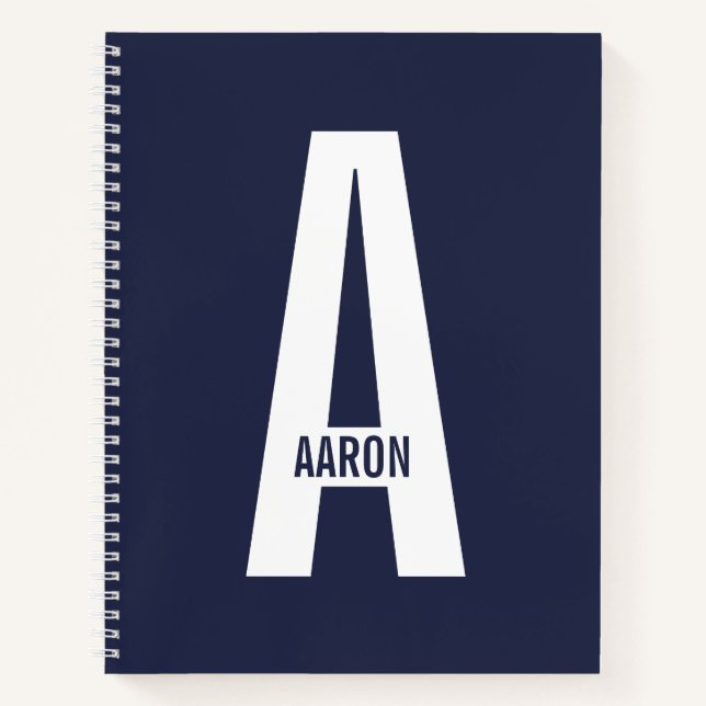 Carnet Monogramme et nom personnalisés modernes (Devant)