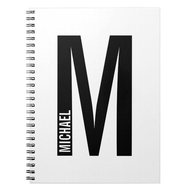 Carnet Monogramme et nom personnalisés modernes (Devant)