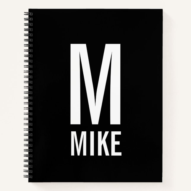 Carnet Monogramme et nom personnalisés modernes (Devant)