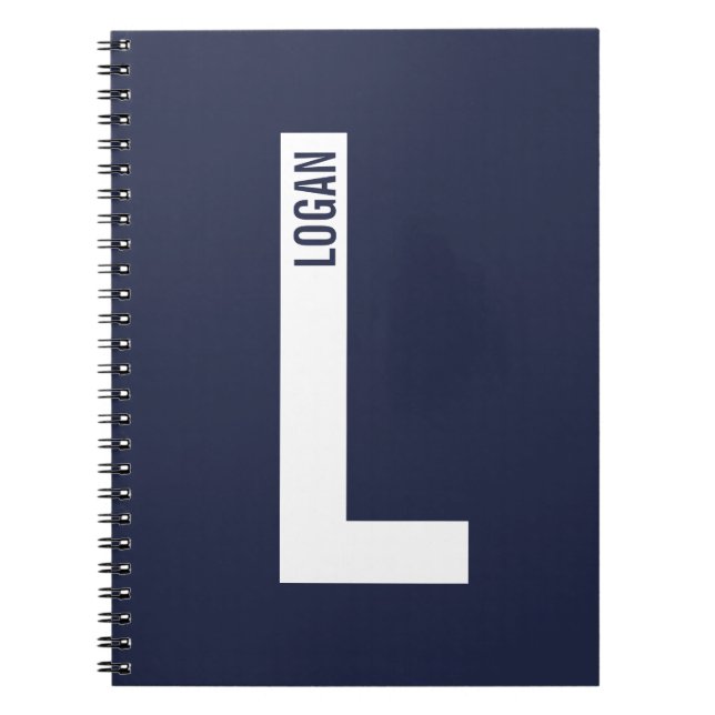 Carnet Monogramme et nom personnalisés modernes (Devant)