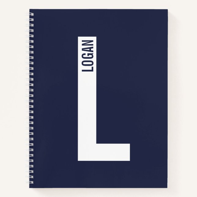 Carnet Monogramme et nom personnalisés modernes (Devant)