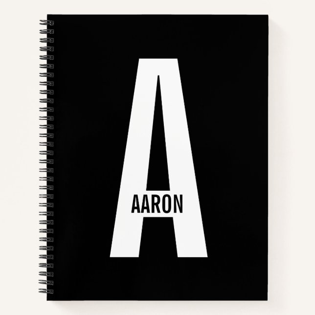 Carnet Monogramme et nom personnalisés modernes (Devant)
