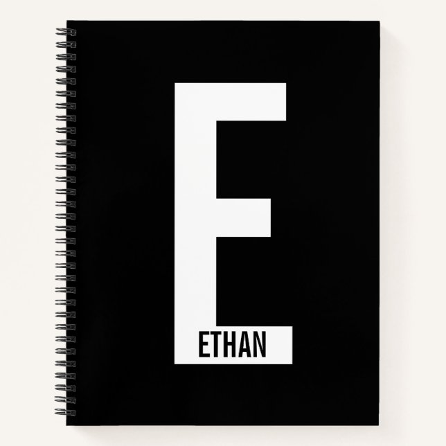 Carnet Monogramme et nom personnalisés modernes (Devant)