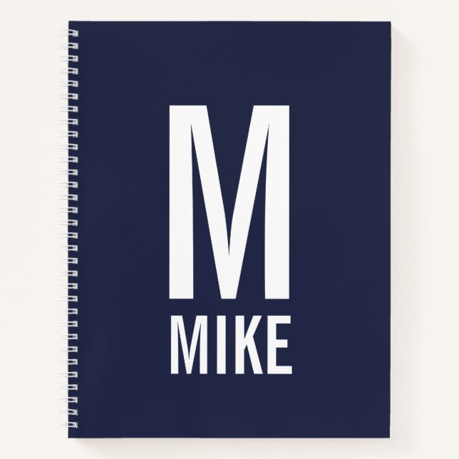 Carnet Monogramme et nom personnalisés modernes (Devant)