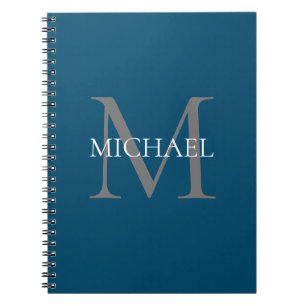 Carnet Monogramme et nom personnalisés Ocean Blue
